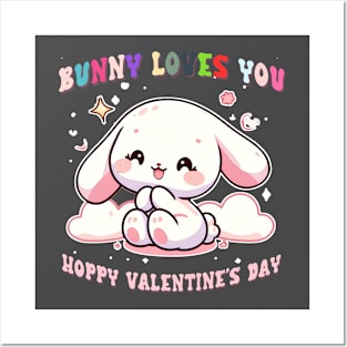 Adorable Rabbit in Shades of Pink, Blue, Red, and White: A Valentine's Day Delight Posters and Art